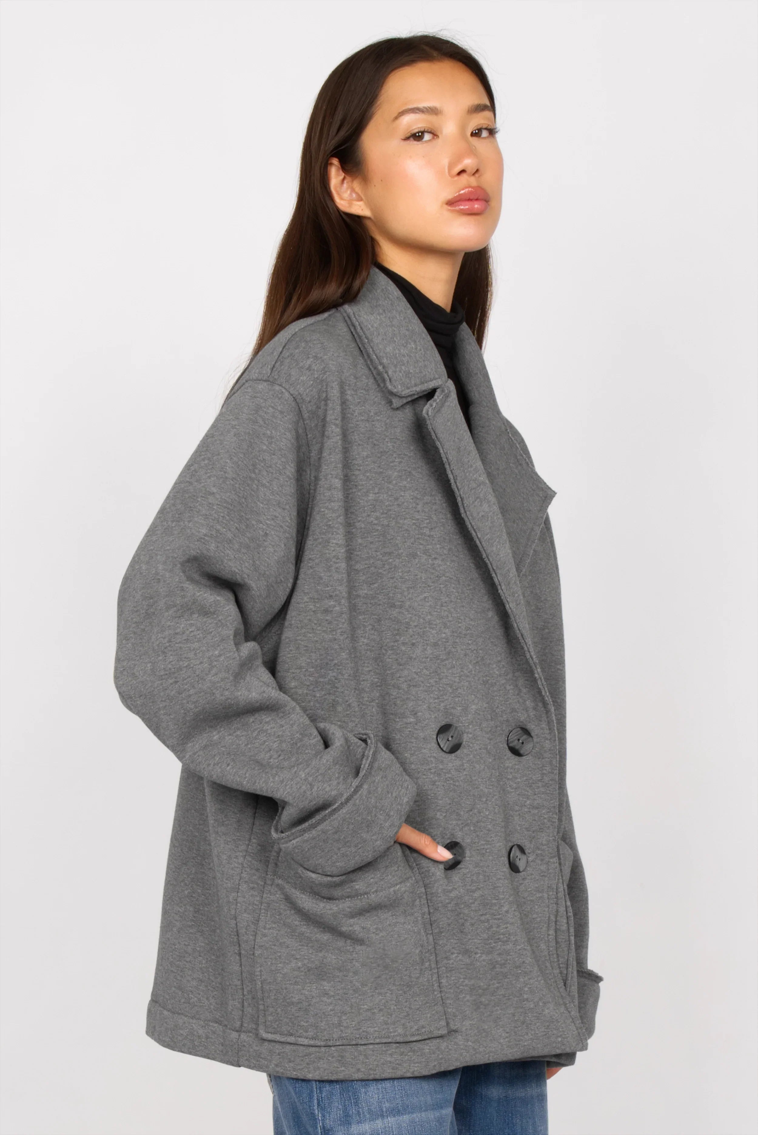 HELIEE oversized sweat short coat