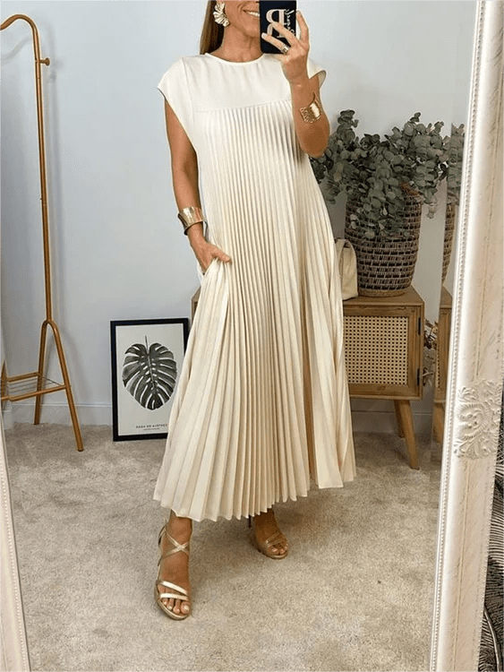 Sandra | Pleated Elegant Dress - Nora & Ivy Boutique