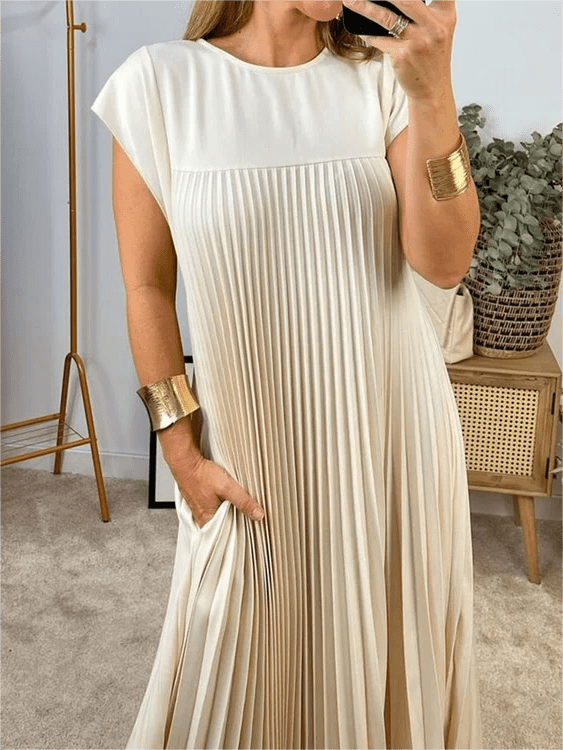 Sandra | Pleated Elegant Dress - Nora & Ivy Boutique