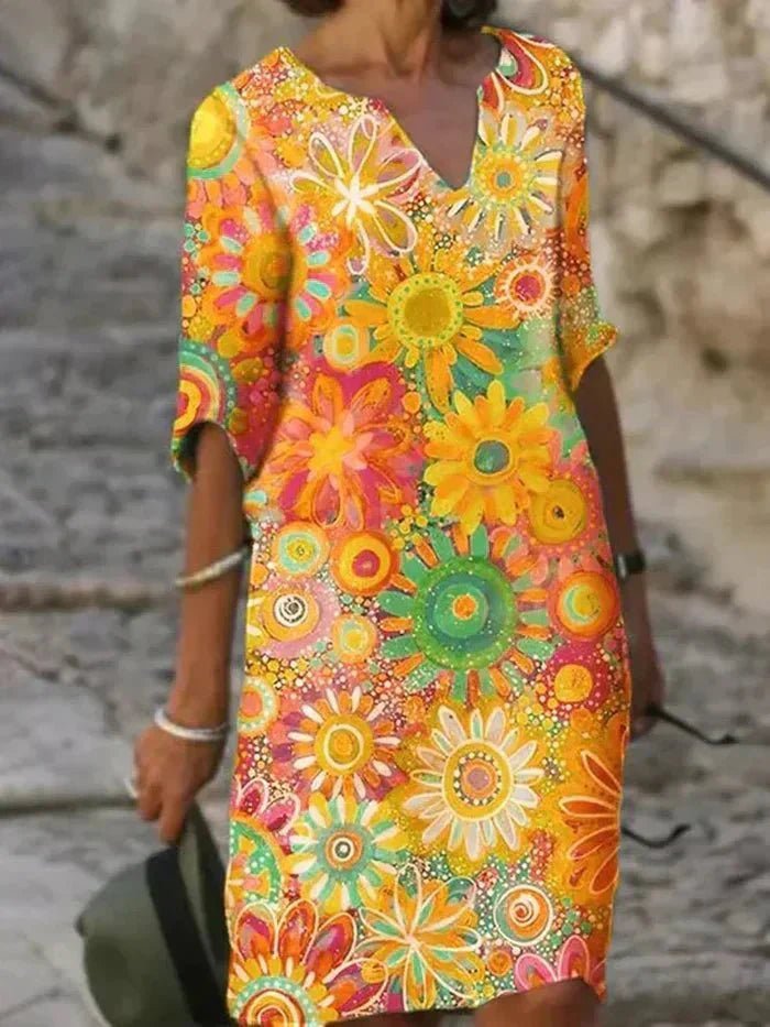 Nira | Vibrant Floral Midi Dress - Nora & Ivy Boutique