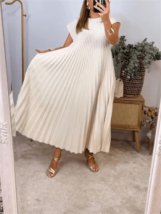 Sandra | Pleated Elegant Dress - Nora & Ivy Boutique