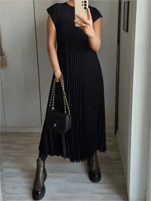 Sandra | Pleated Elegant Dress - Nora & Ivy Boutique