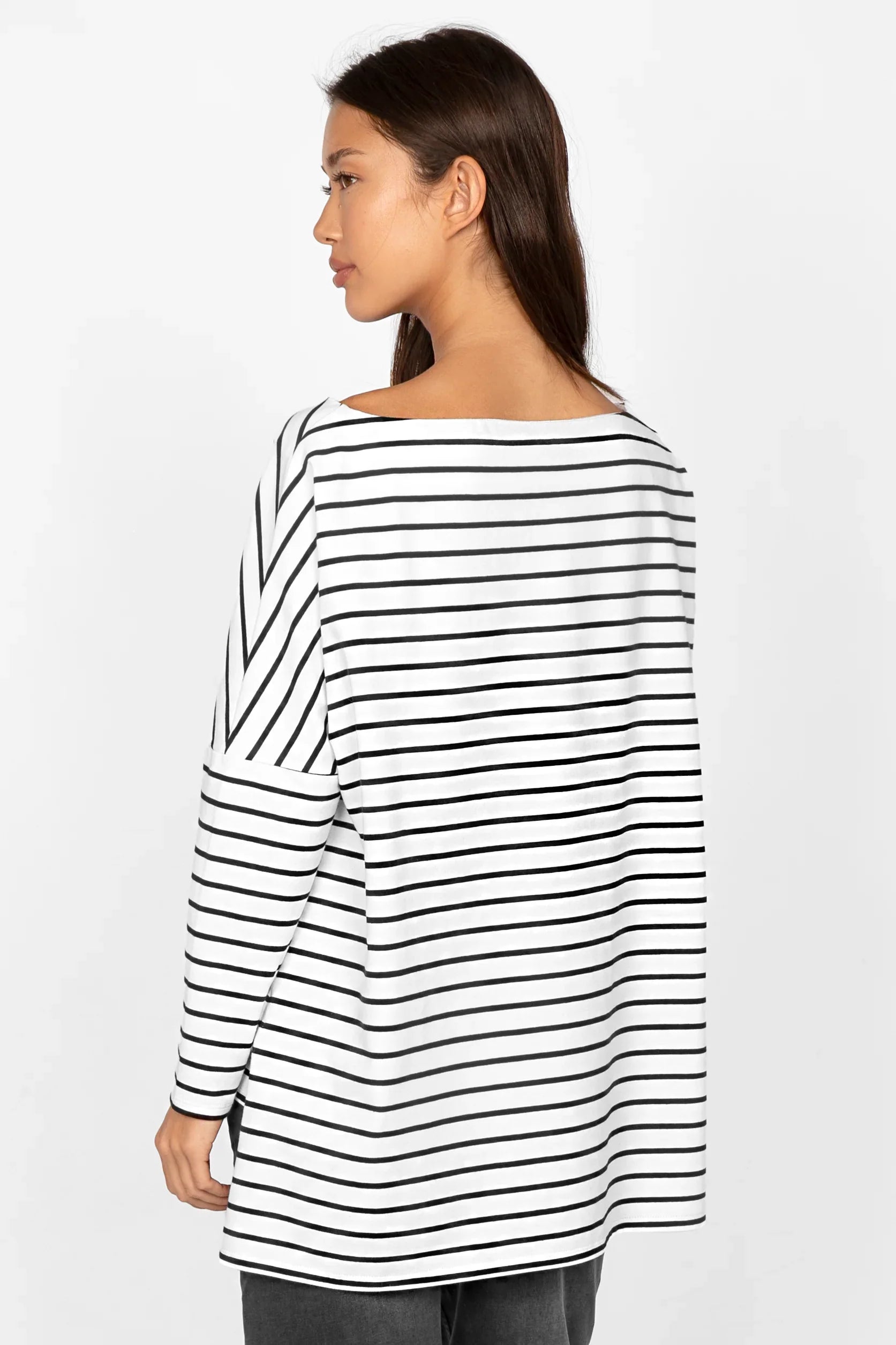 AMALEA striped long sleeve in stretch cotton