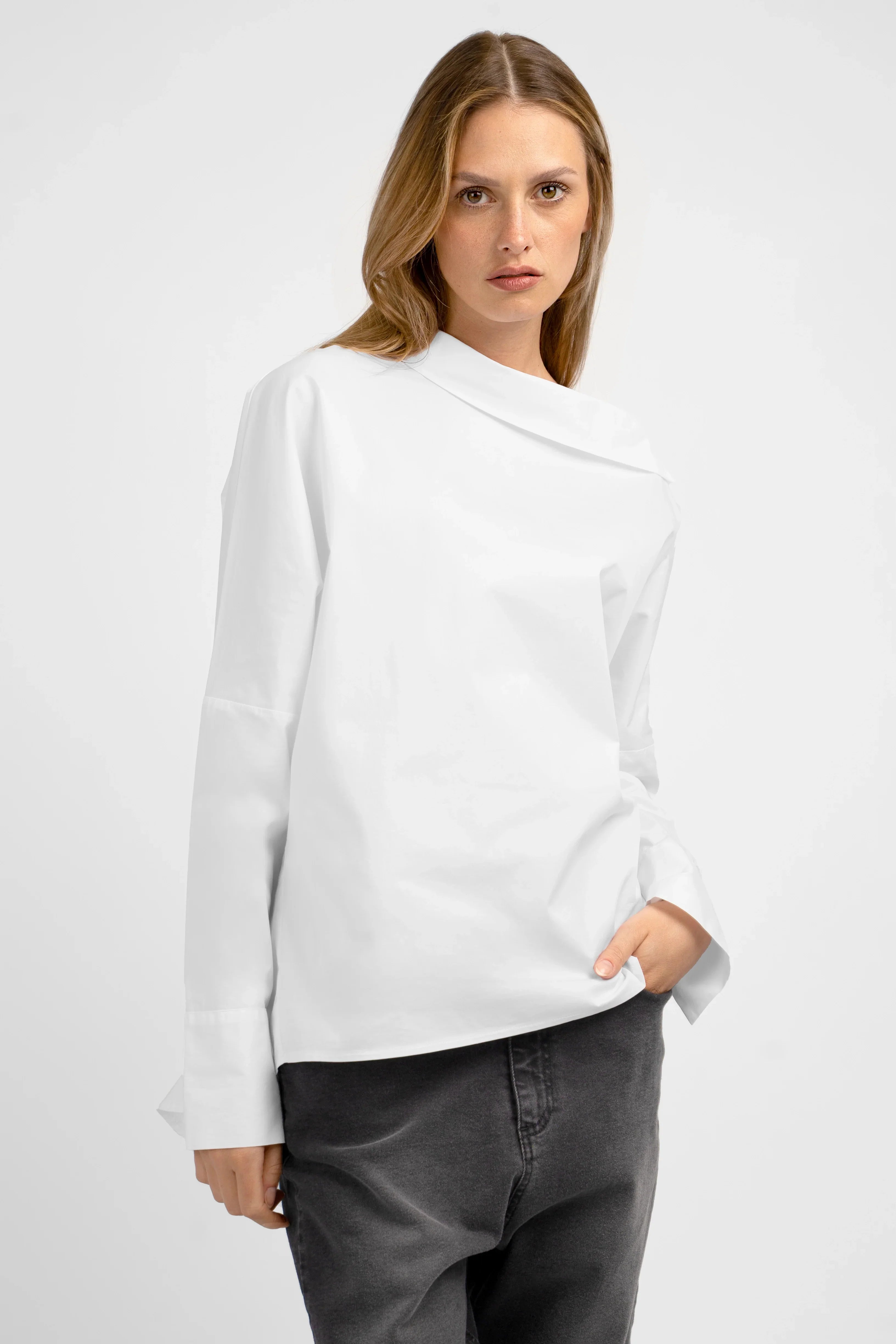 BONI asymmetric one shoulder blouse