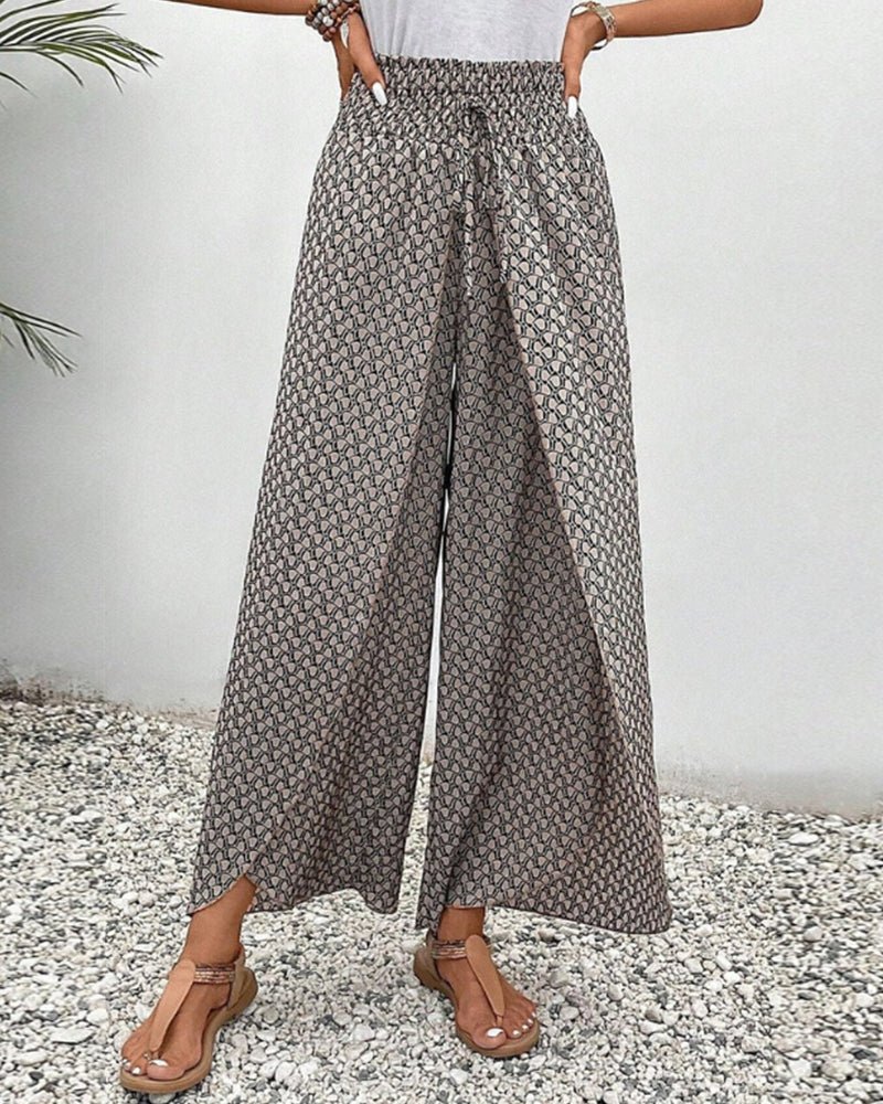 Julia - Printed Smocked Waist Trousers - Nora & Ivy Boutique