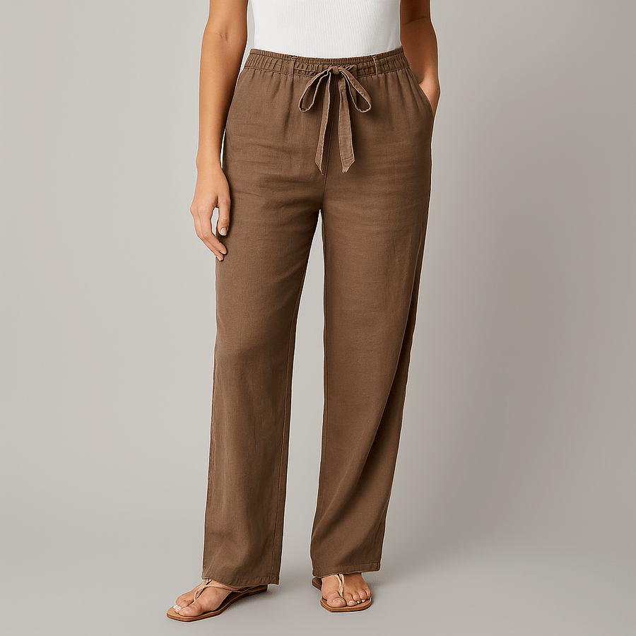 Stella - Elegant Tie Waist Linen Pants - Nora & Ivy Boutique