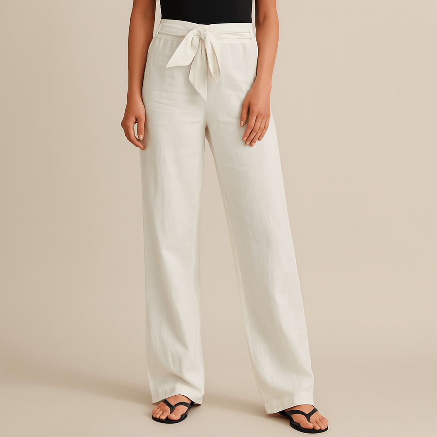 Stella - Elegant Tie Waist Linen Pants - Nora & Ivy Boutique