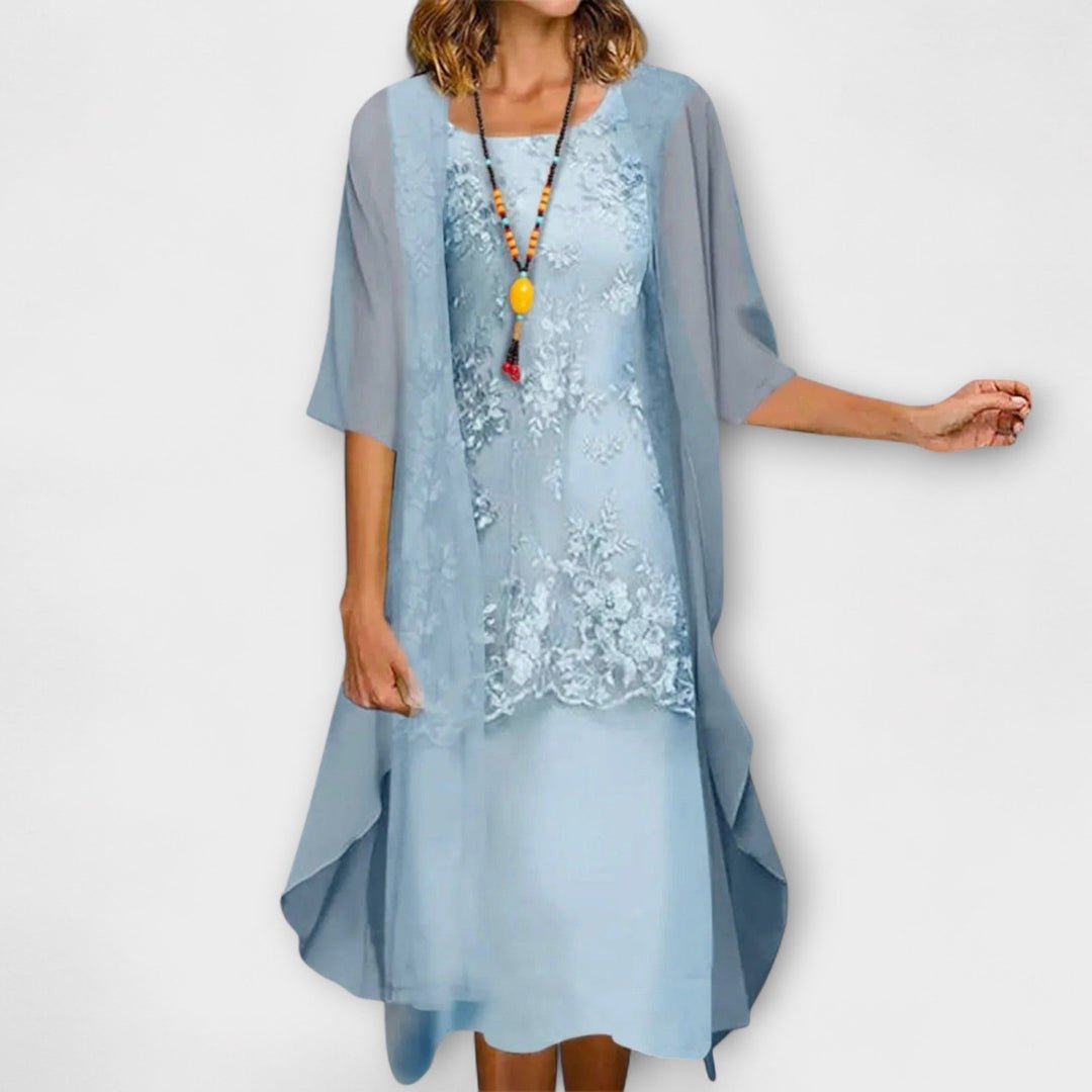 Janelle | Elegant Chiffon Set with Tummy Coverage - Nora & Ivy Boutique