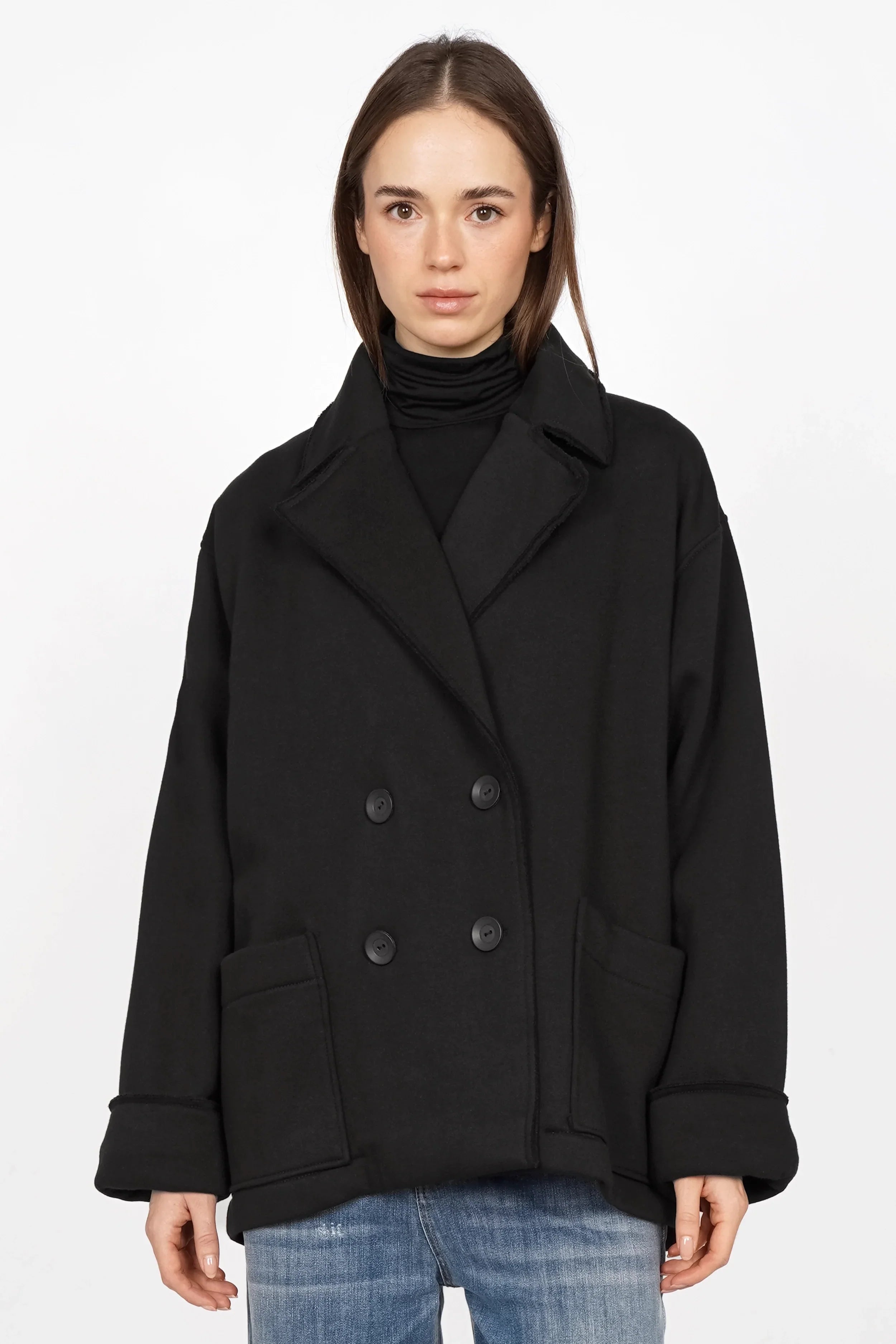 HELIEE oversized sweat short coat