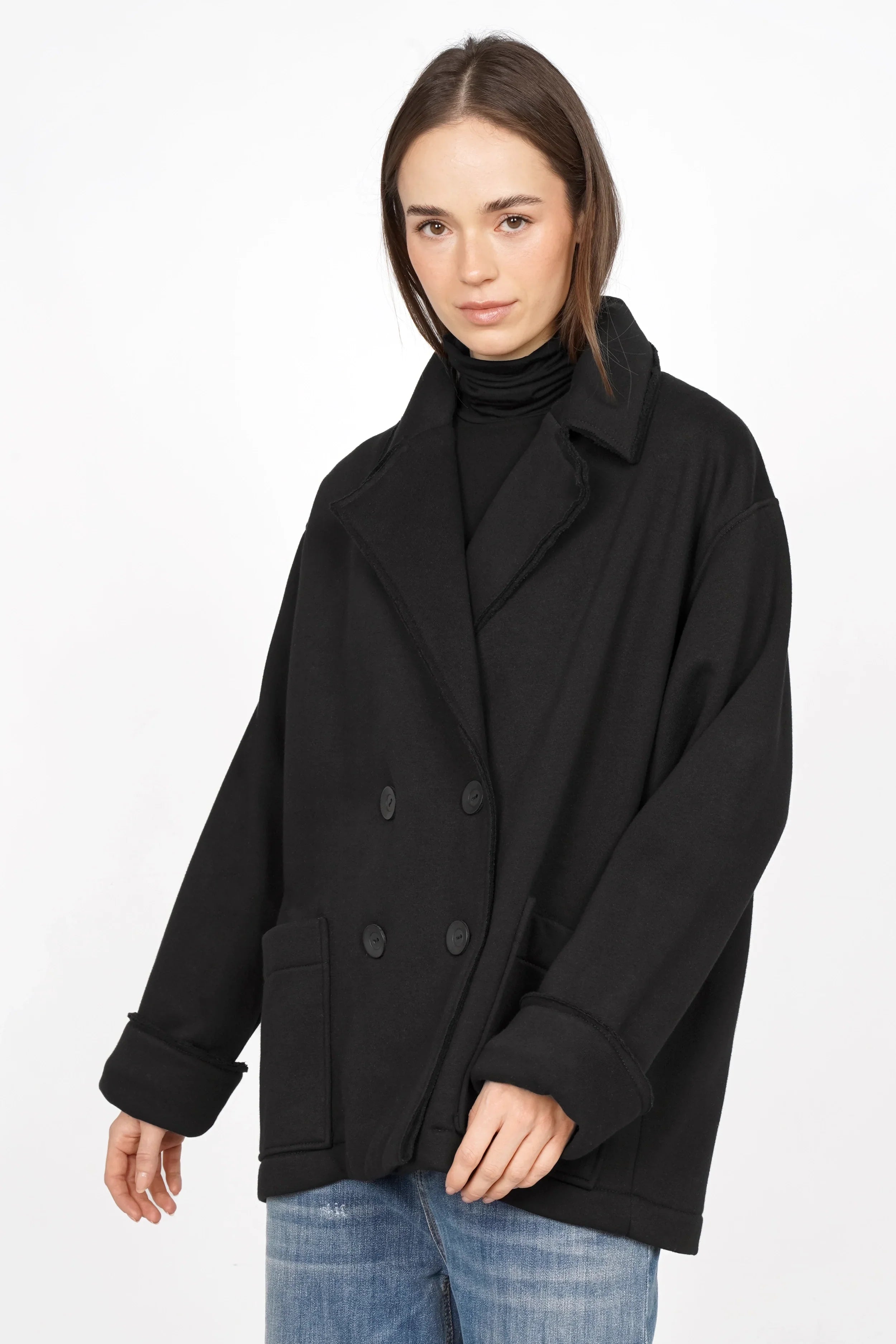 HELIEE oversized sweat short coat