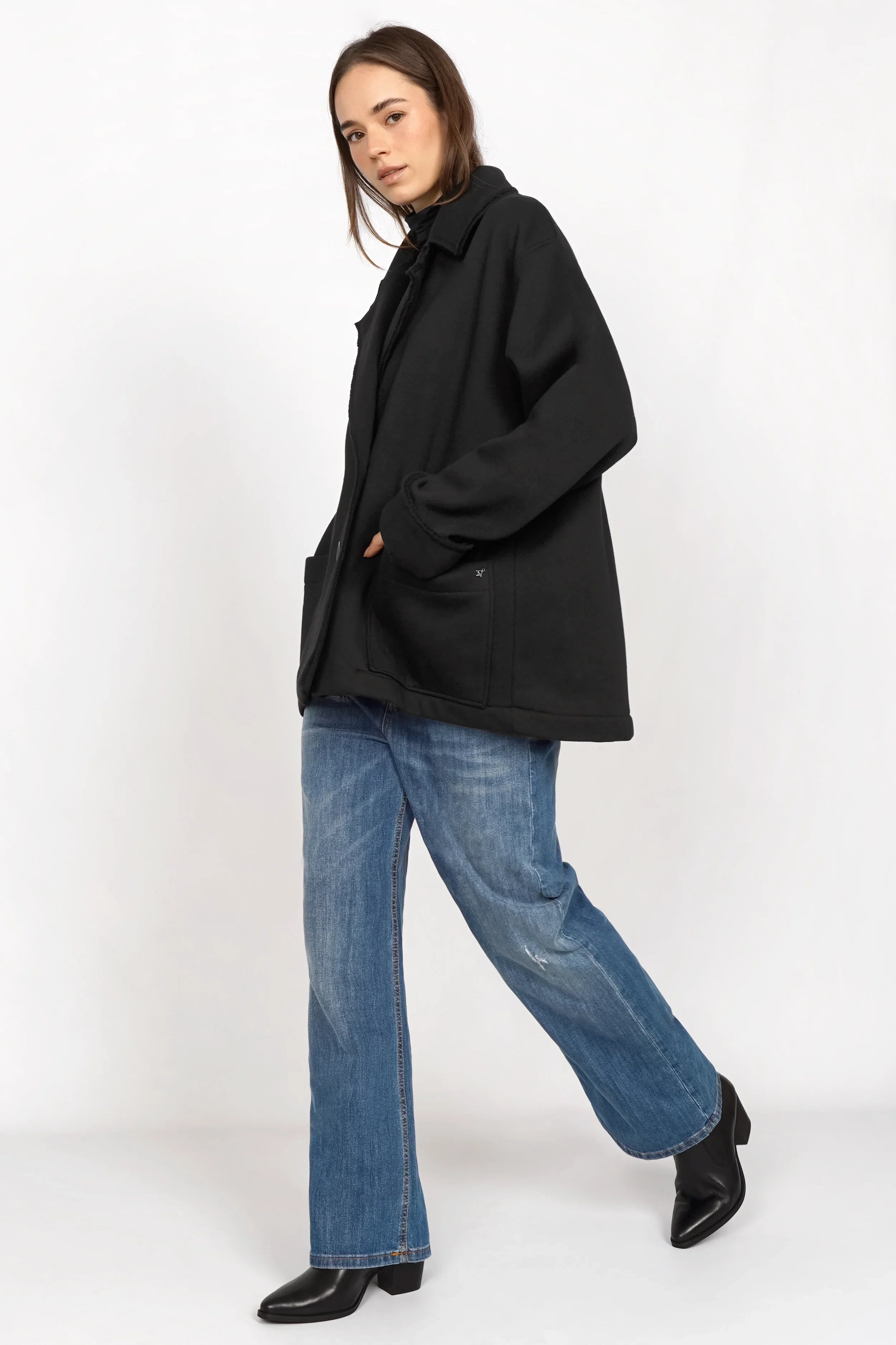 HELIEE oversized sweat short coat