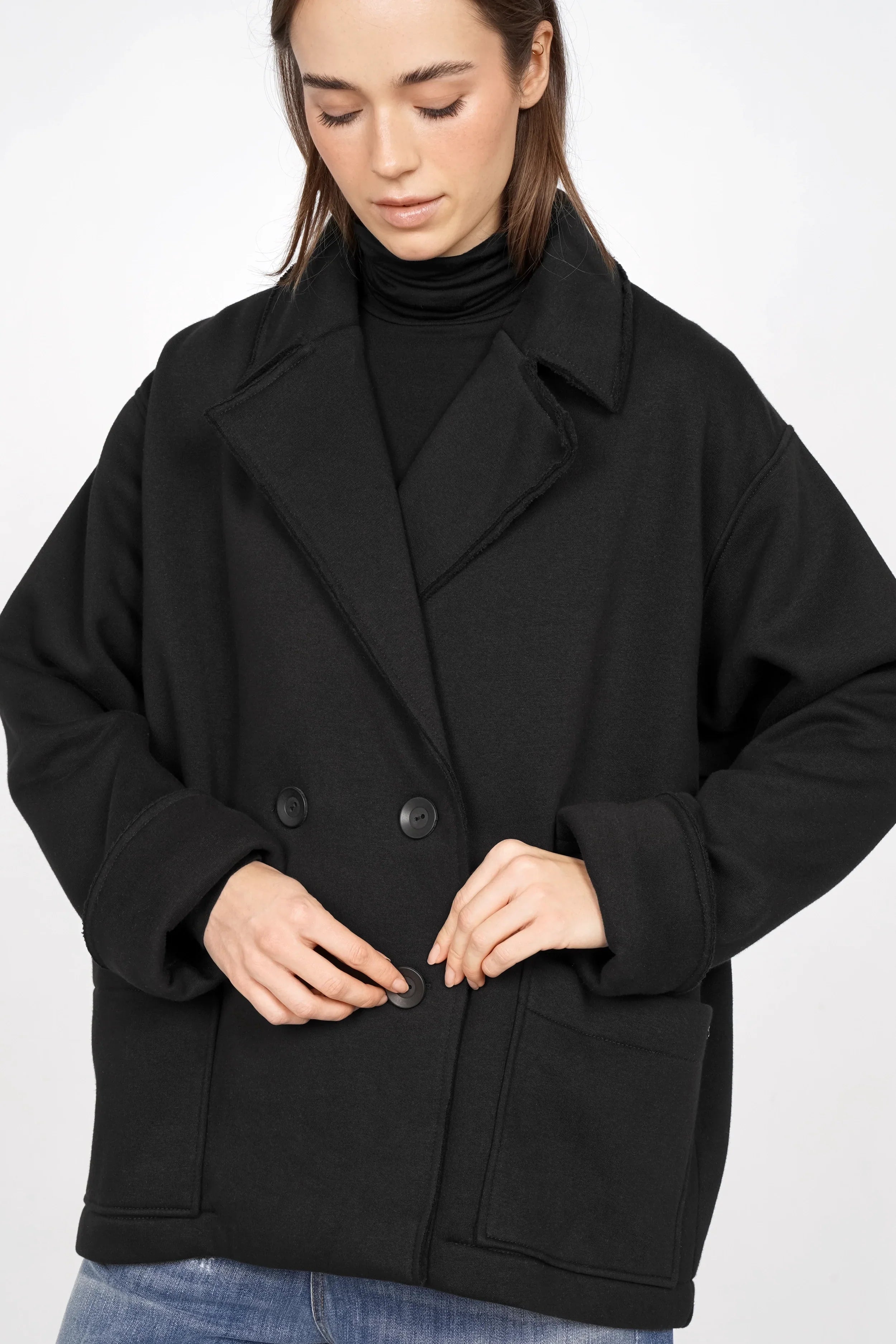 HELIEE oversized sweat short coat