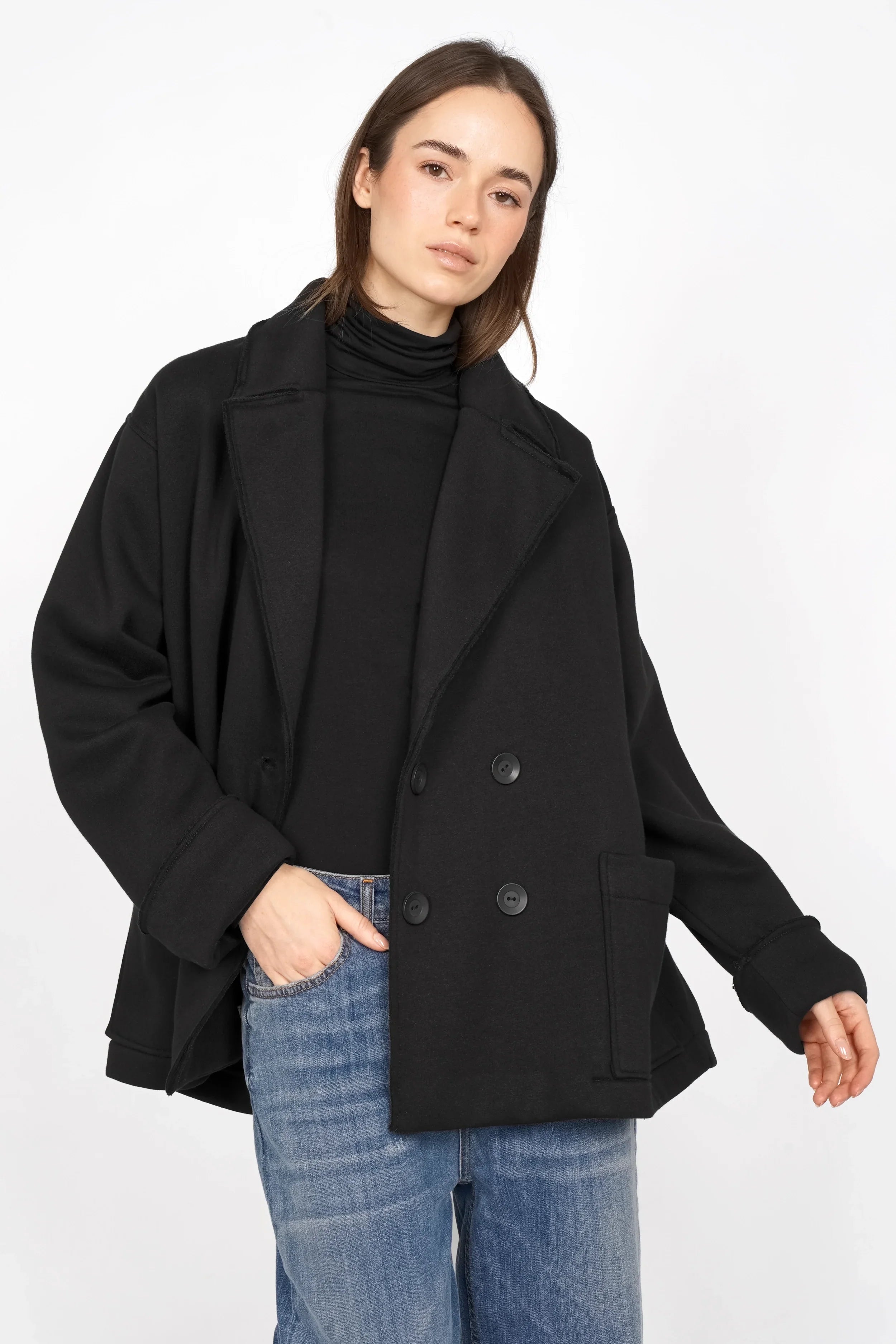HELIEE oversized sweat short coat