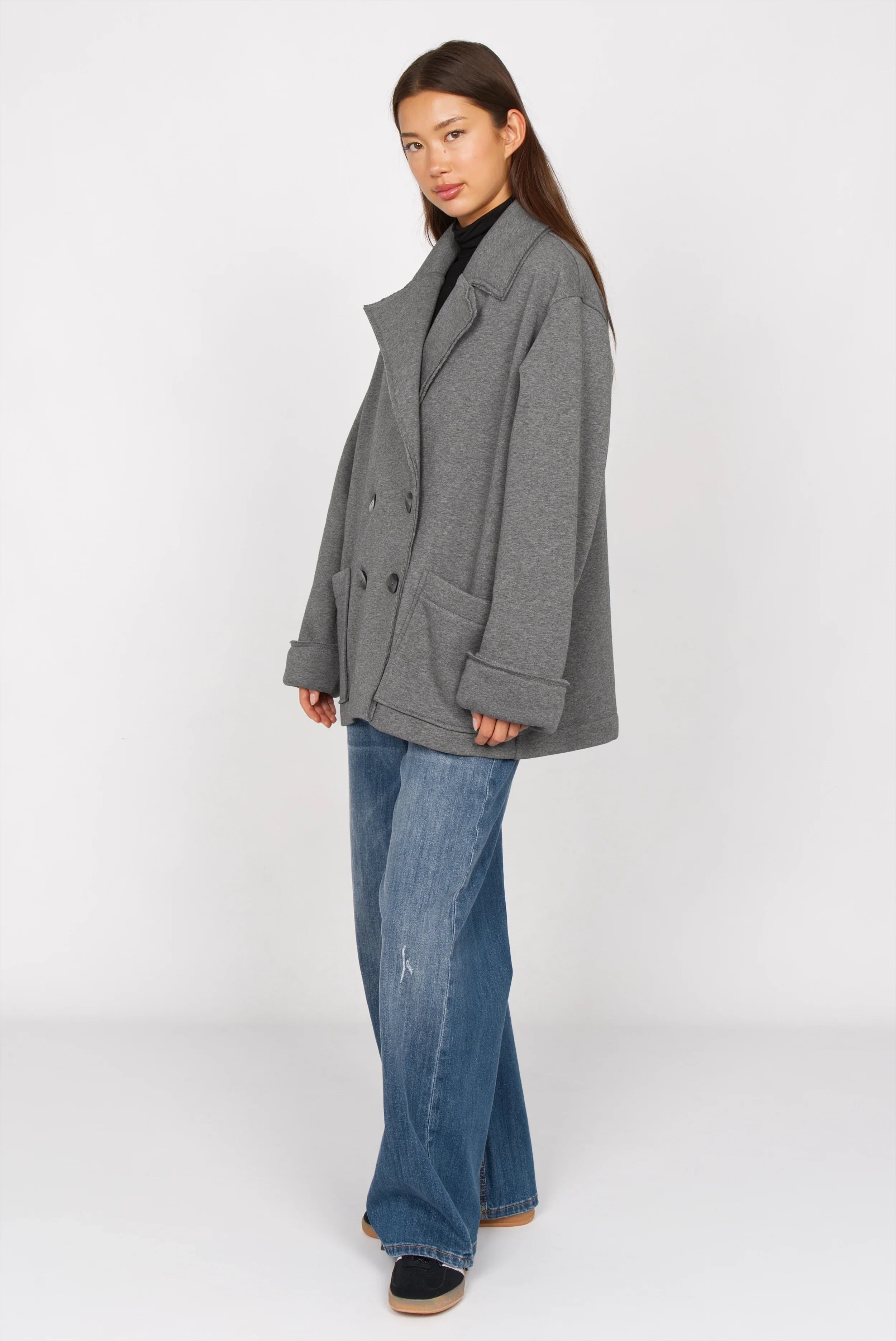 HELIEE oversized sweat short coat