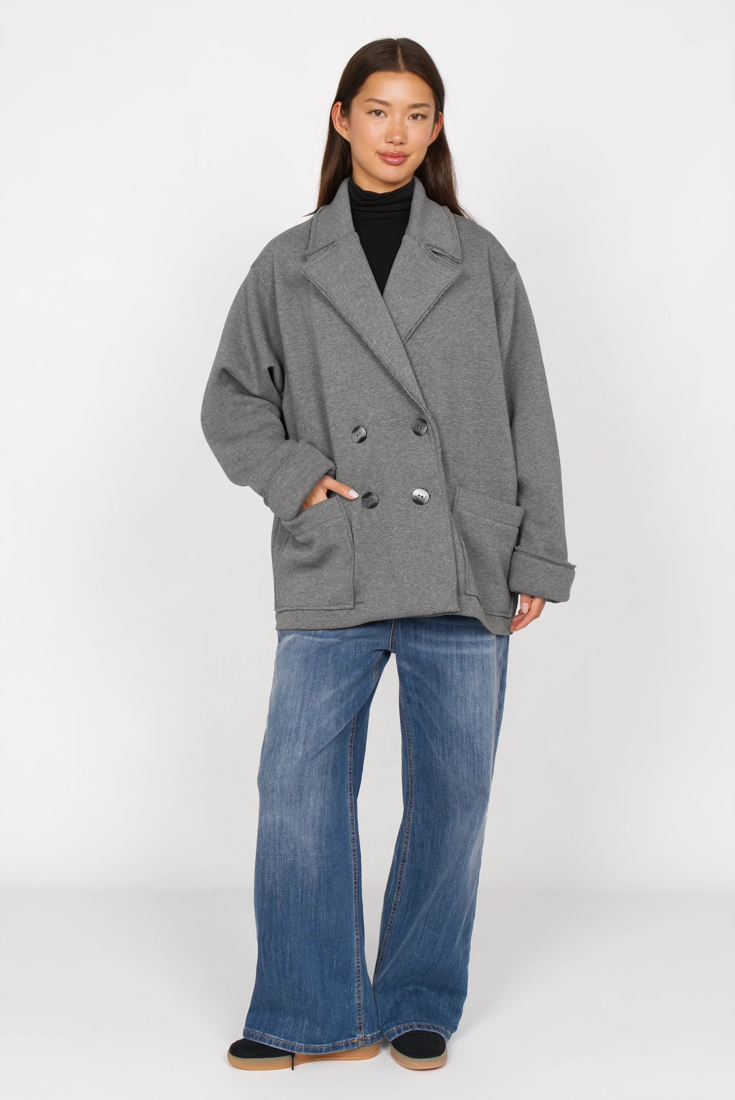 HELIEE oversized sweat short coat