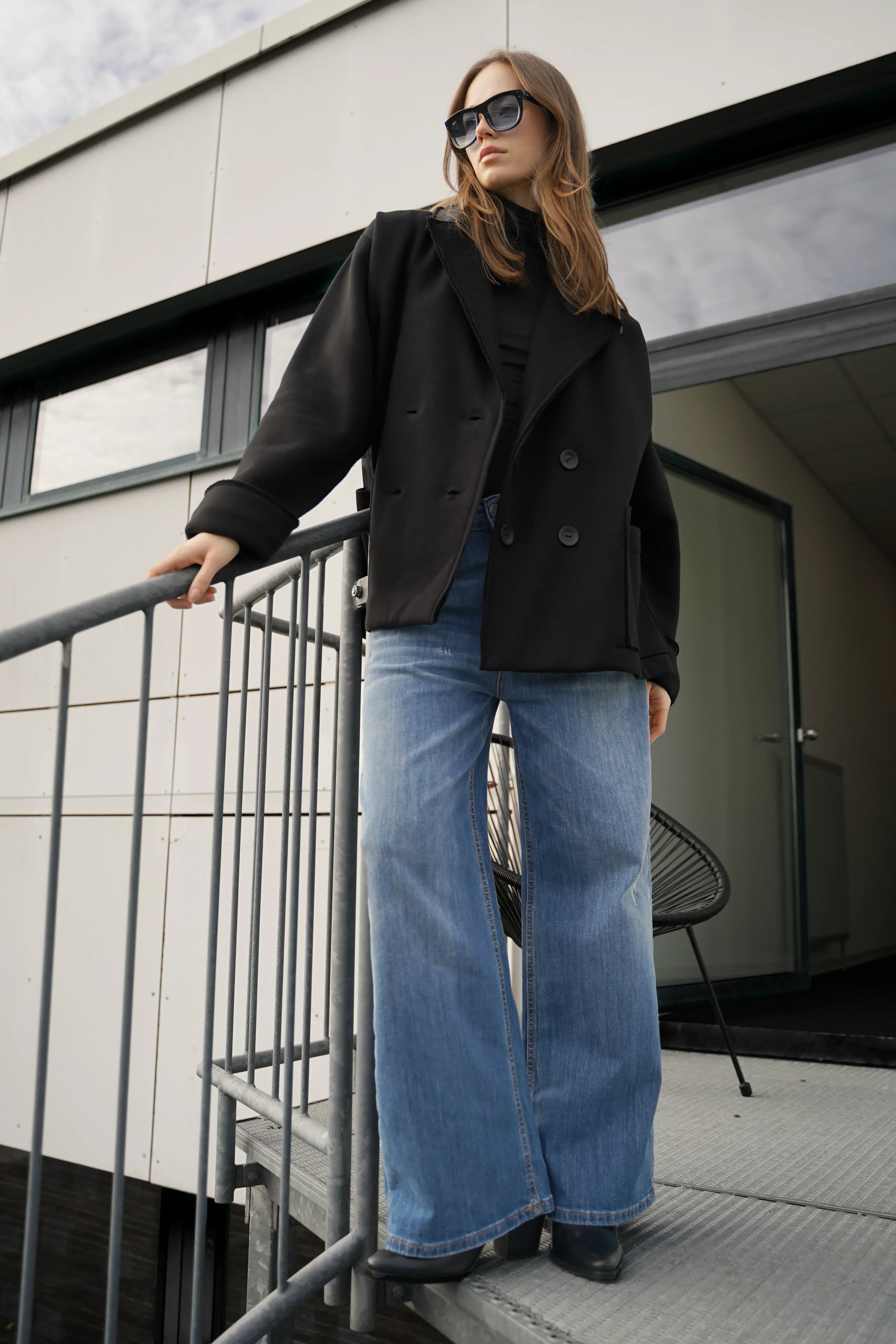 HELIEE oversized sweat short coat