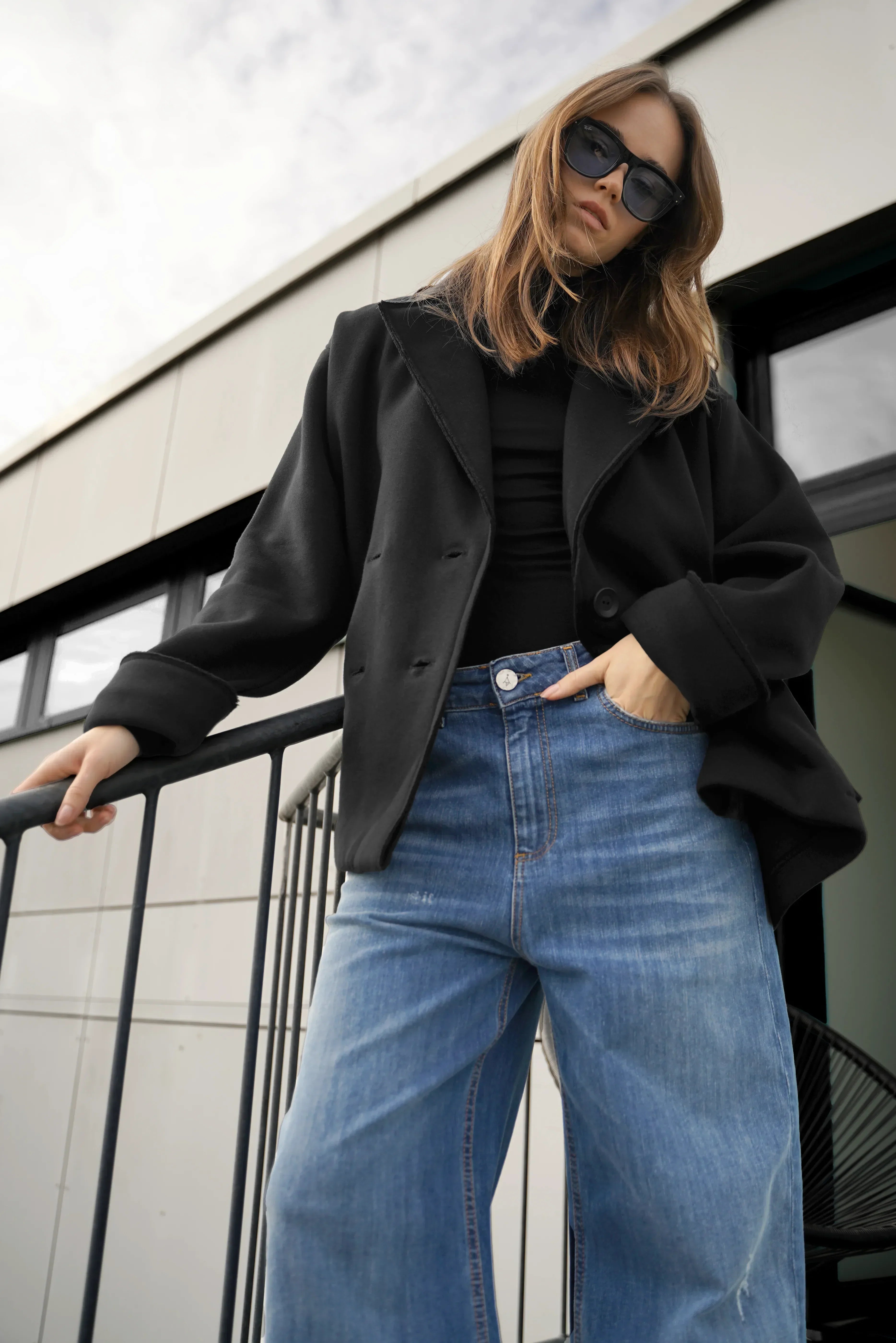 HELIEE oversized sweat short coat