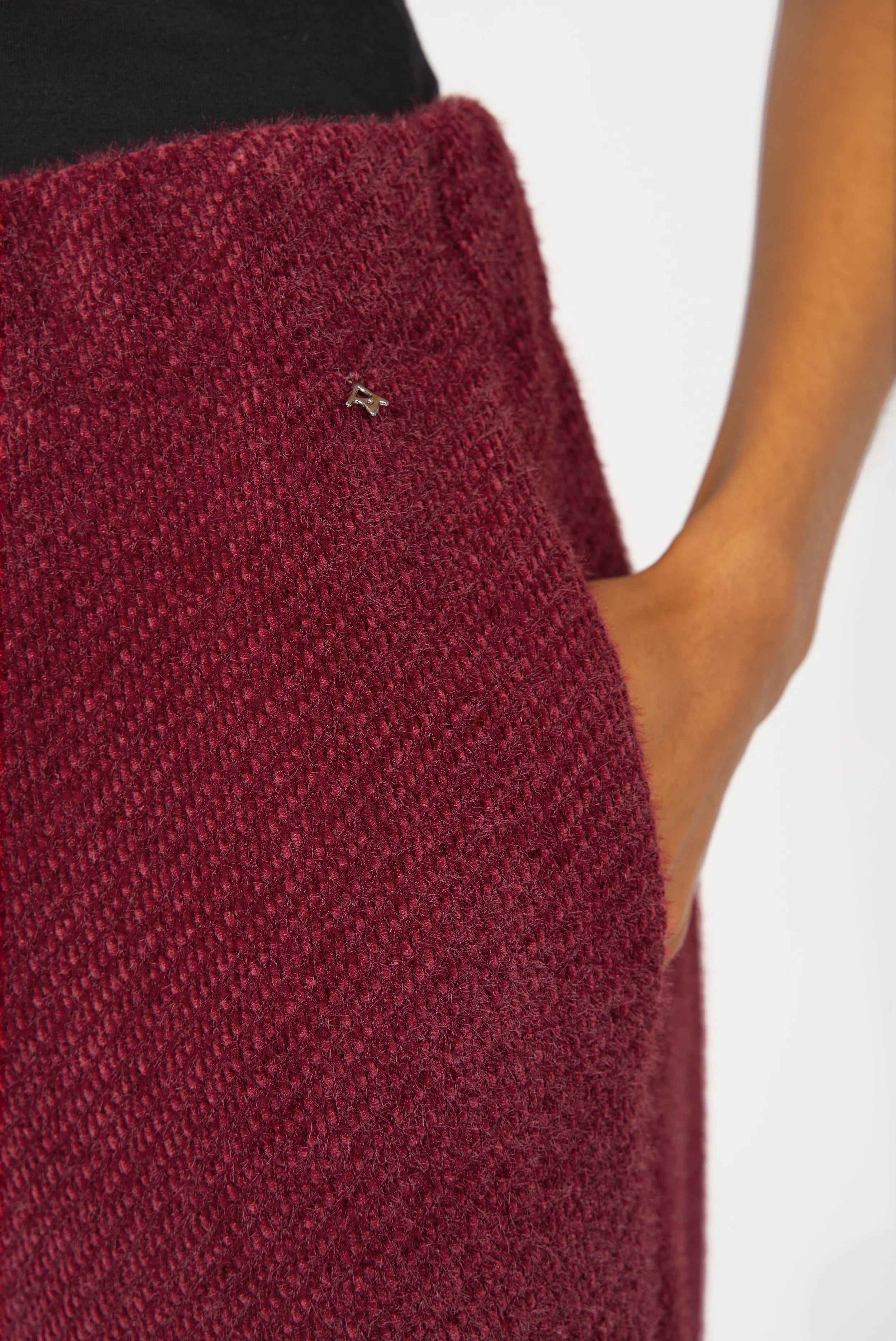 KELYA wide leg trousers with velvety-soft short-haired fur texture