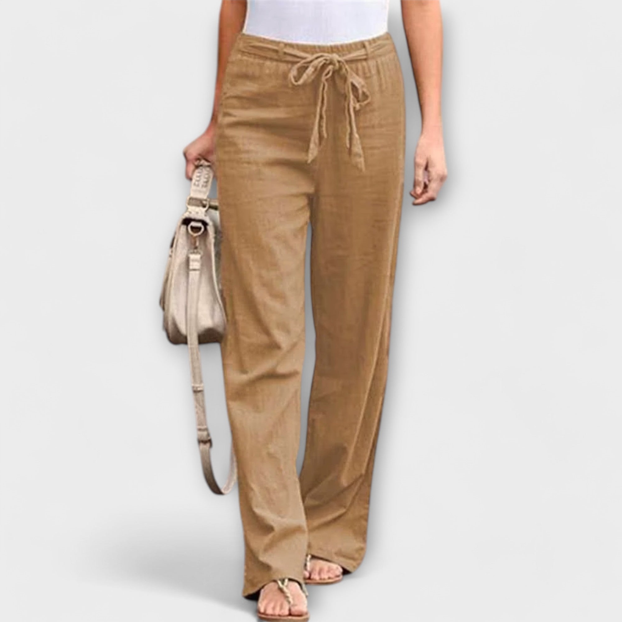 Hannah - Linen Tie - Waist Wide - Leg Trousers - Nora & Ivy Boutique