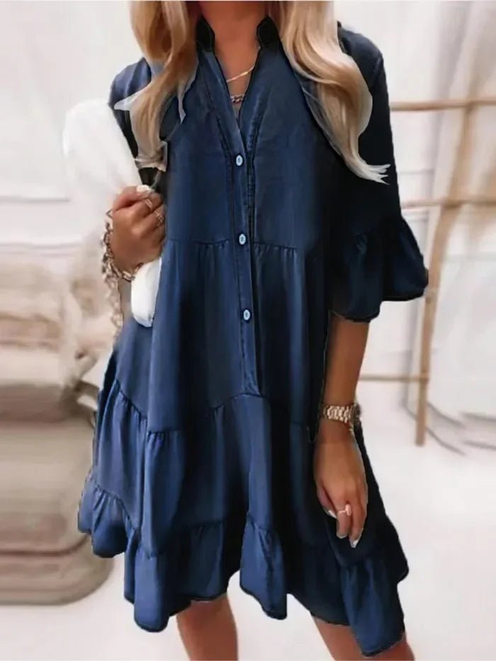 Amy | Ruffle Denim Dress - Nora & Ivy Boutique