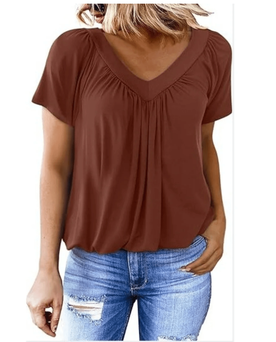 KATHLEEN Casual V - Neck Top - Nora & Ivy Boutique