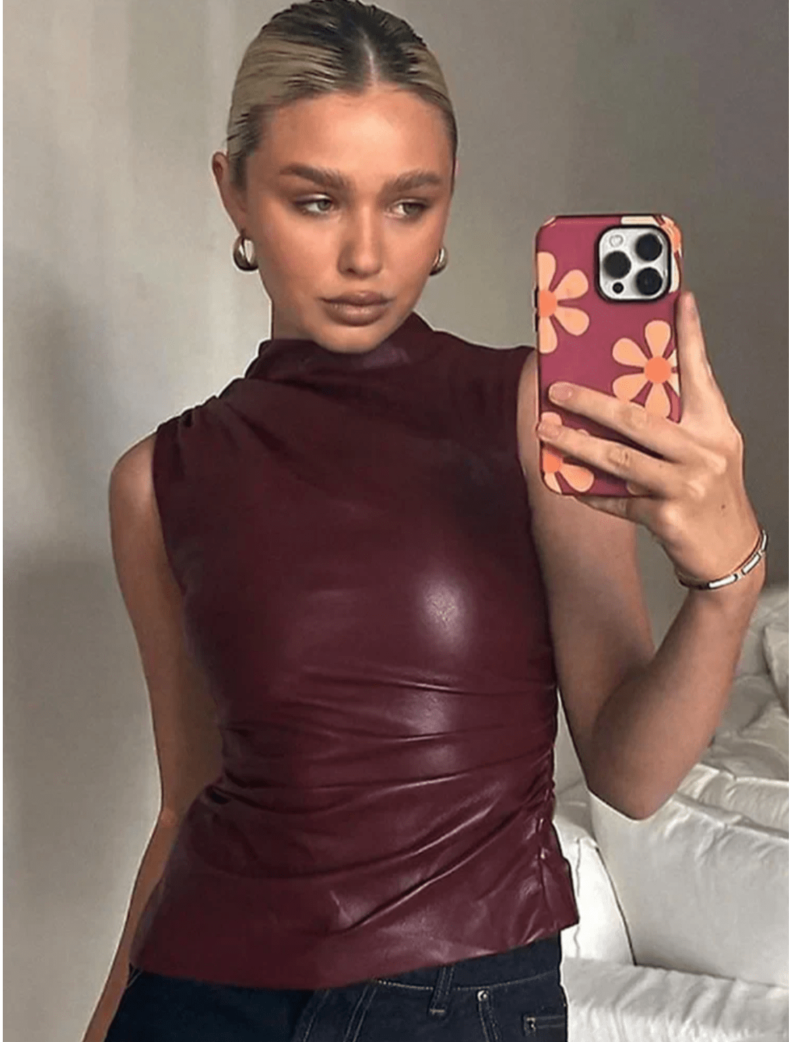 SERAN Sleek Faux Leather Top - Nora & Ivy Boutique