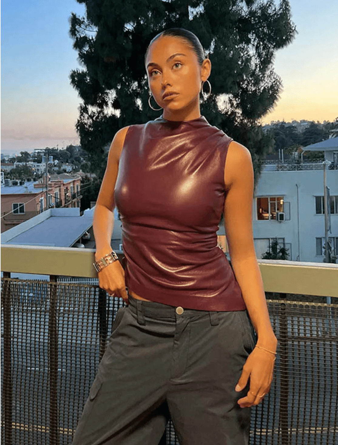 SERAN Sleek Faux Leather Top - Nora & Ivy Boutique