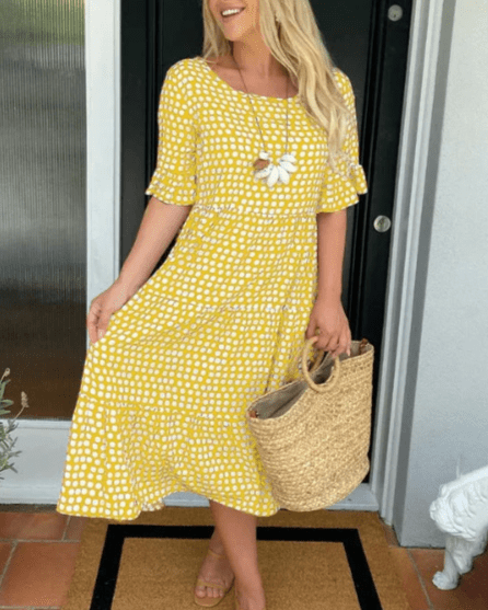 Zora | Sable Short - Sleeve Midi Dress - Nora & Ivy Boutique