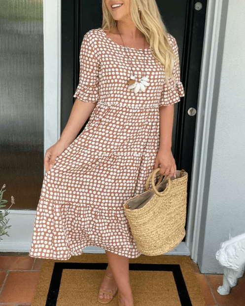 Zora | Sable Short - Sleeve Midi Dress - Nora & Ivy Boutique