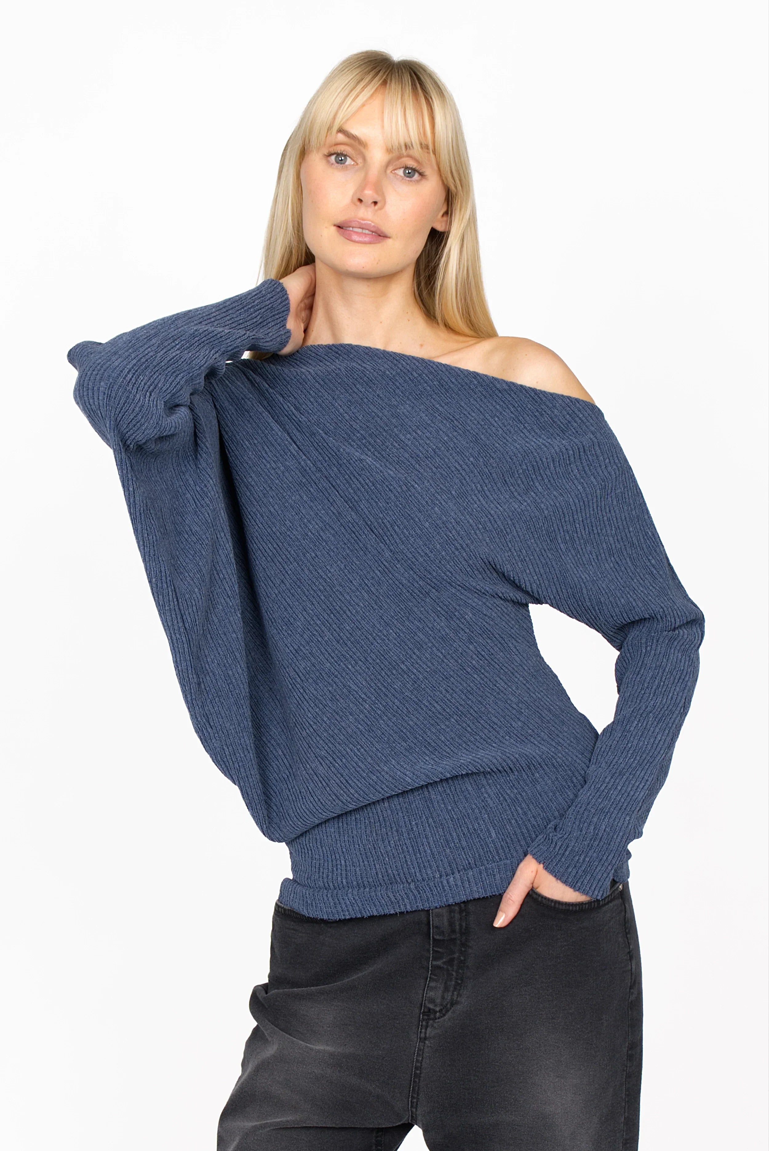 TALIE one-shoulder top in pleated crepe jersey