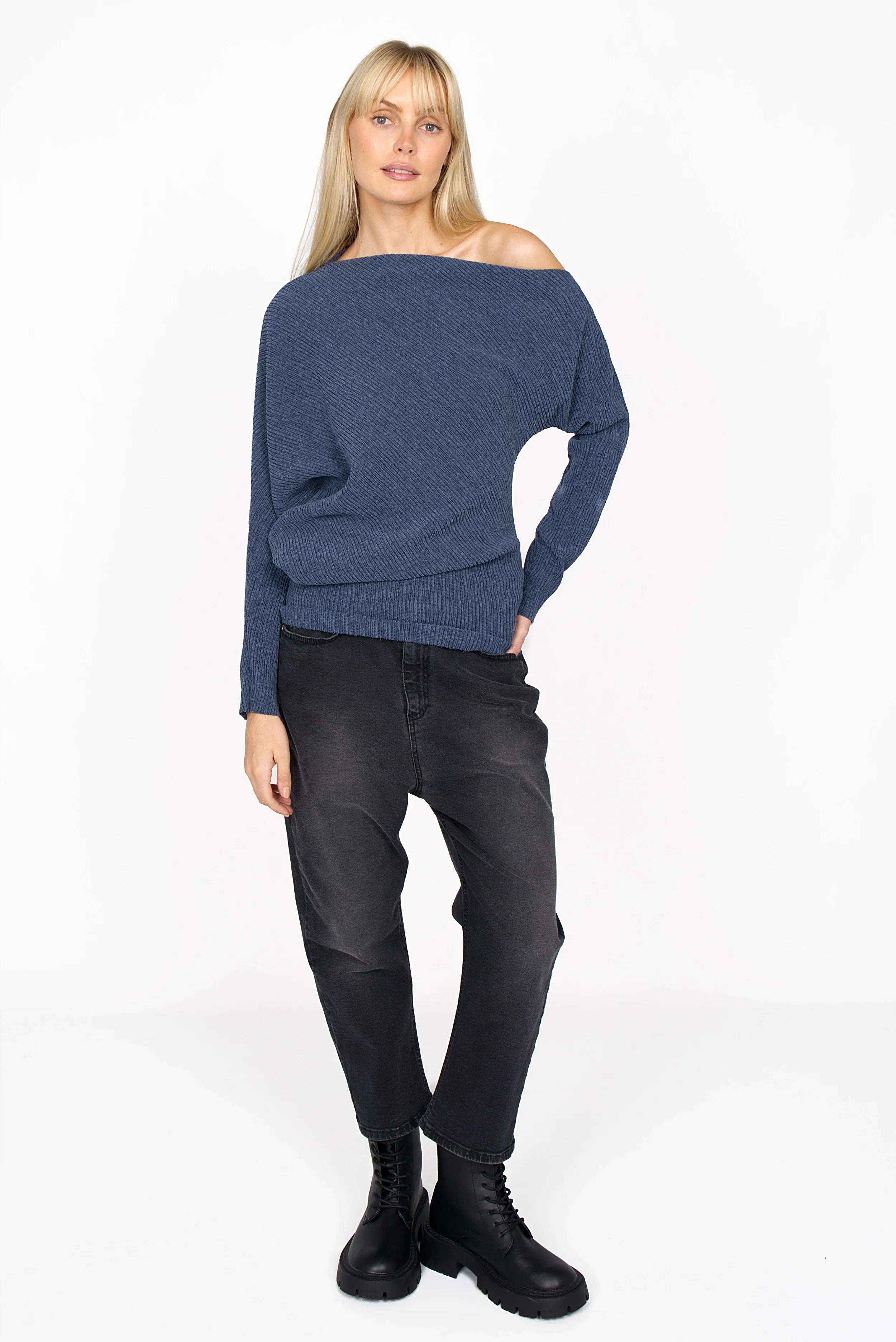 TALIE one-shoulder top in pleated crepe jersey