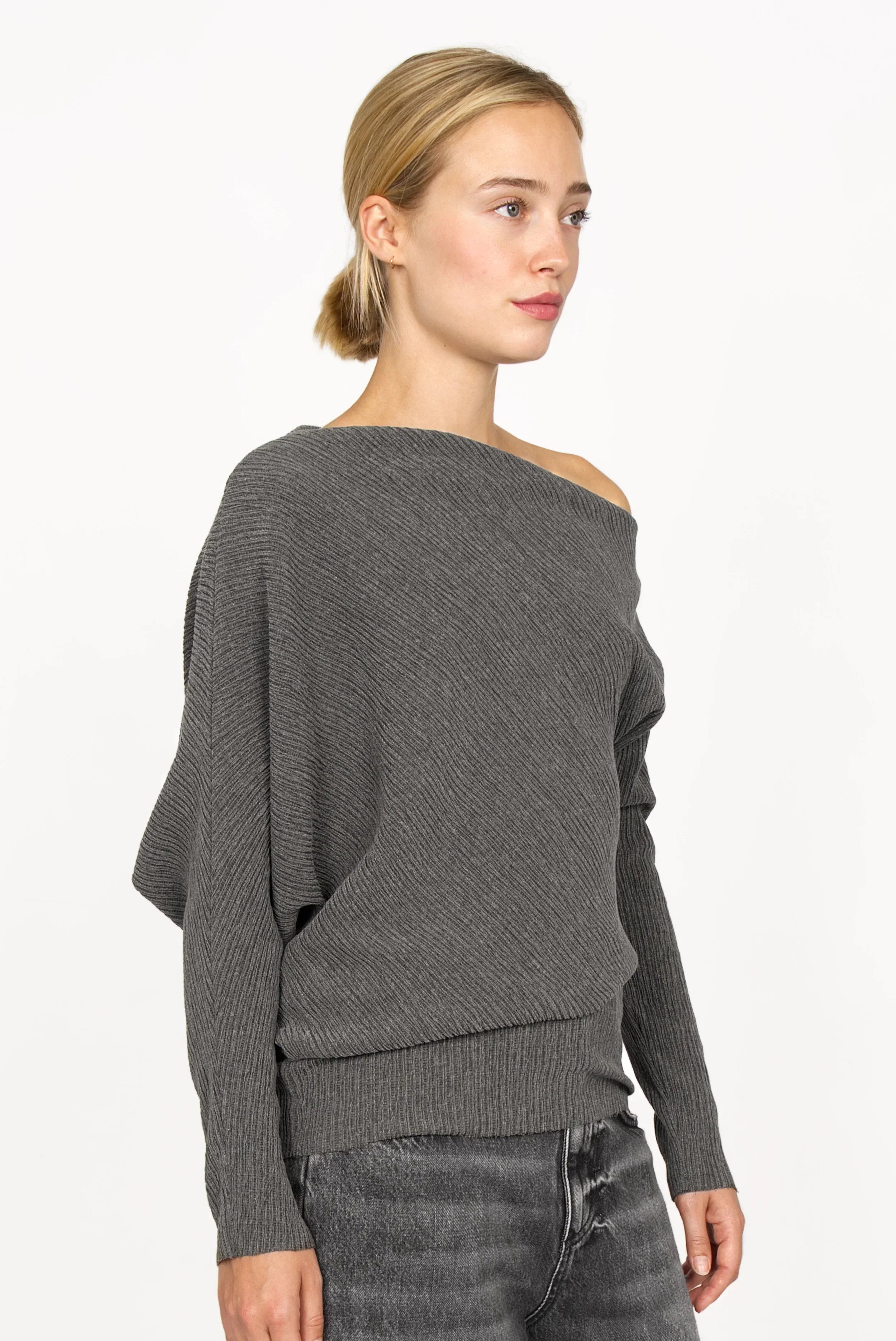 TALIE one-shoulder top in pleated crepe jersey