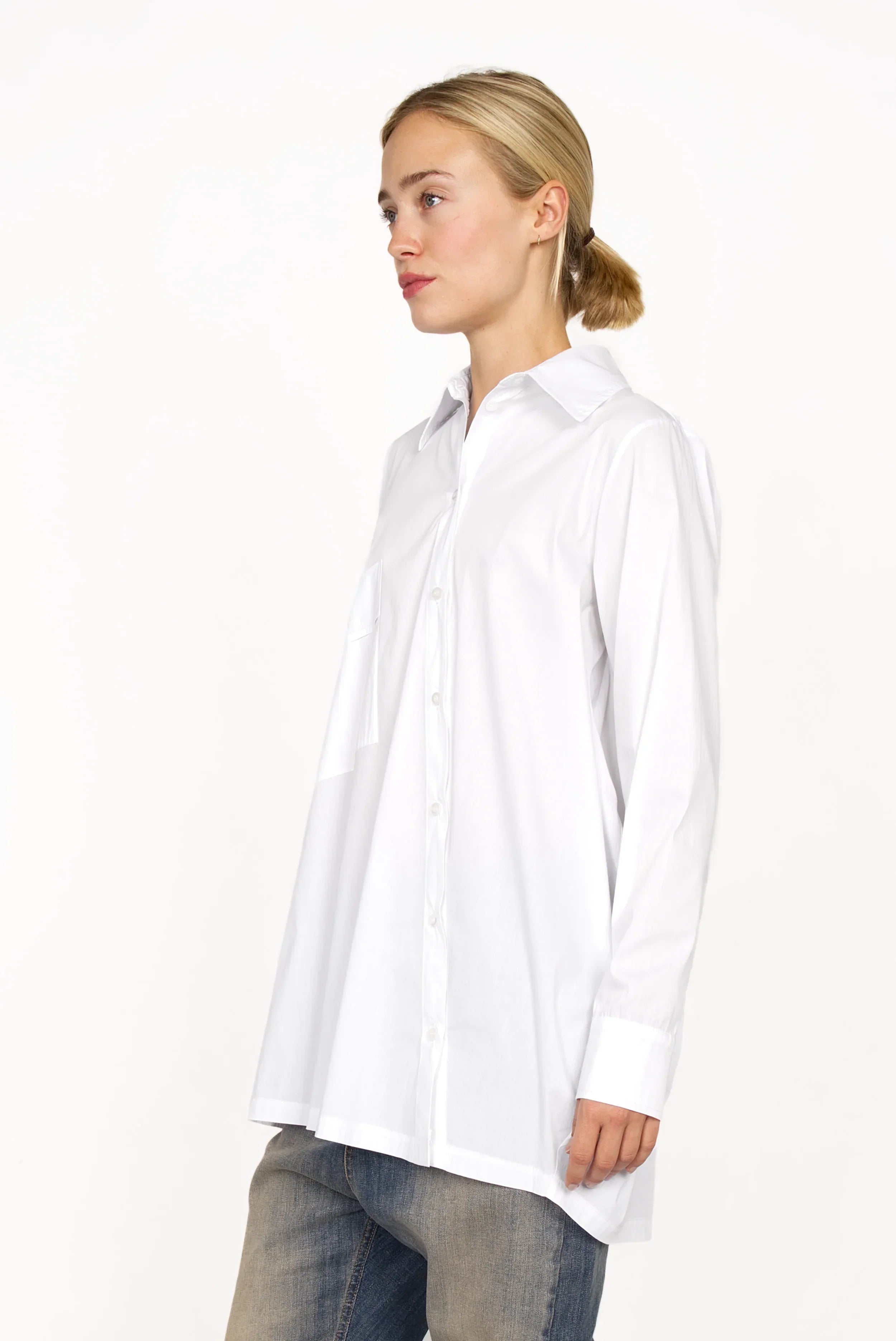 TAMIDA oversized shirt blouse with asymmetric button placket