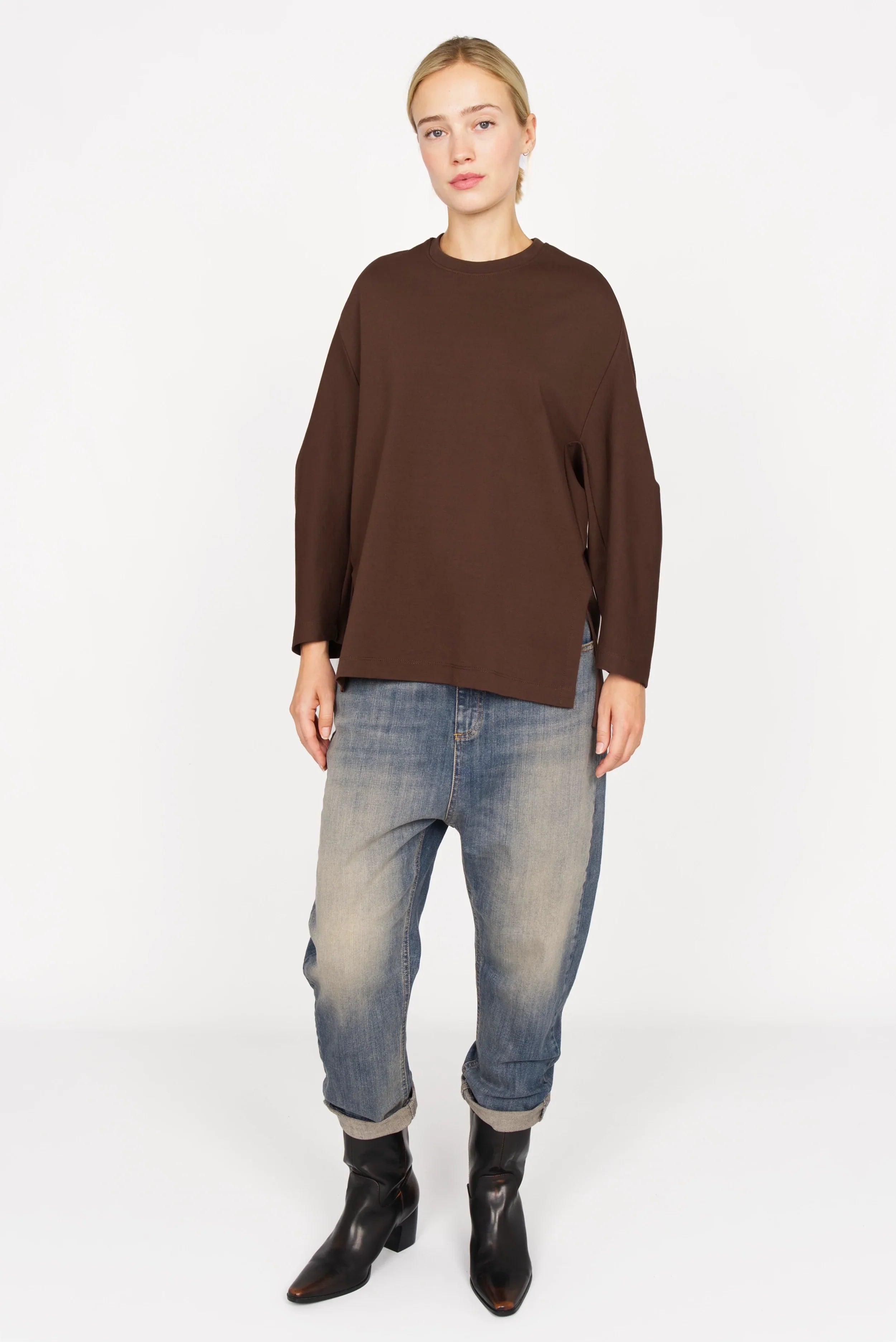 TOOVE Shirt made from medium-weight interlock jersey Caffee bean
