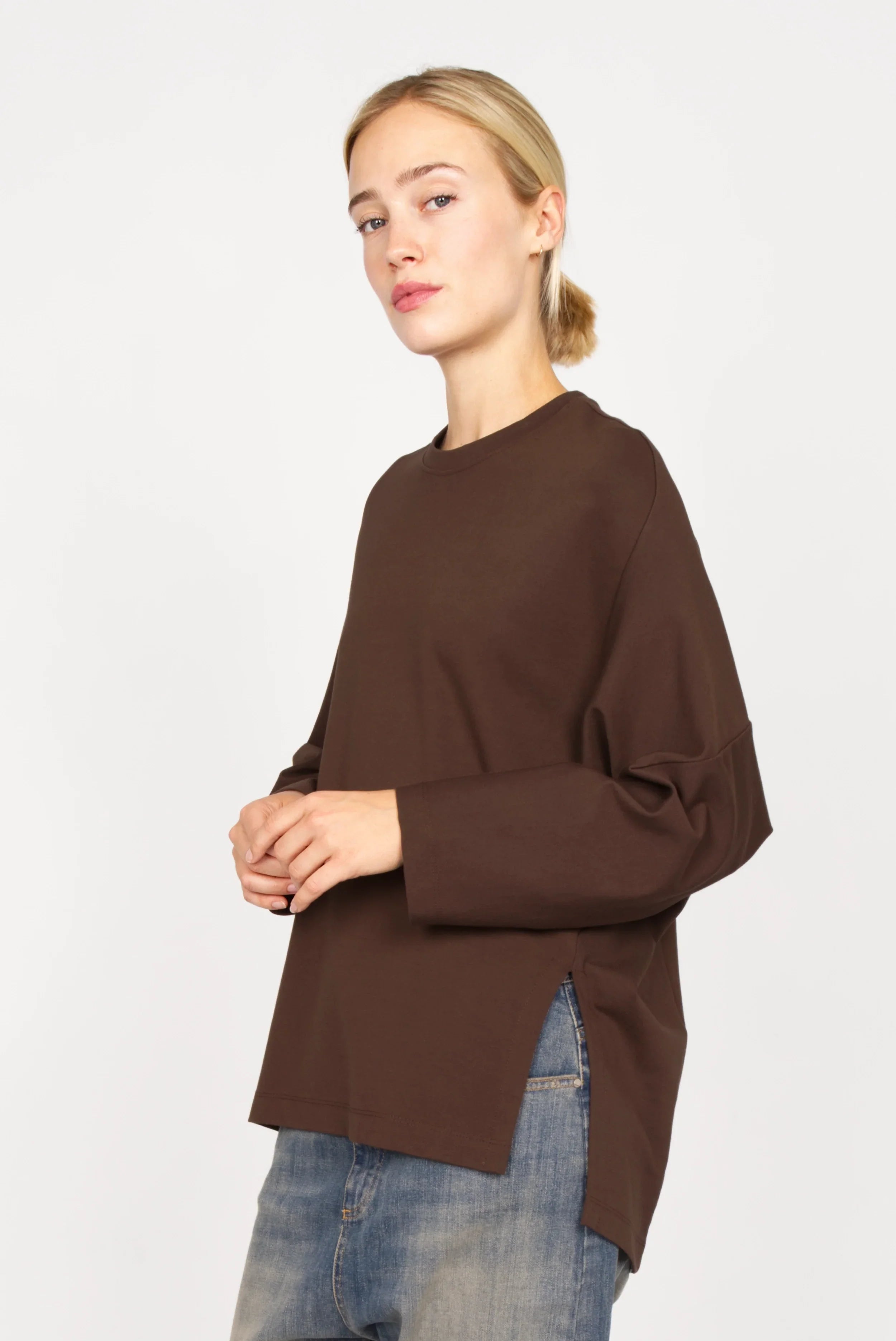 TOOVE Shirt made from medium-weight interlock jersey Caffee bean