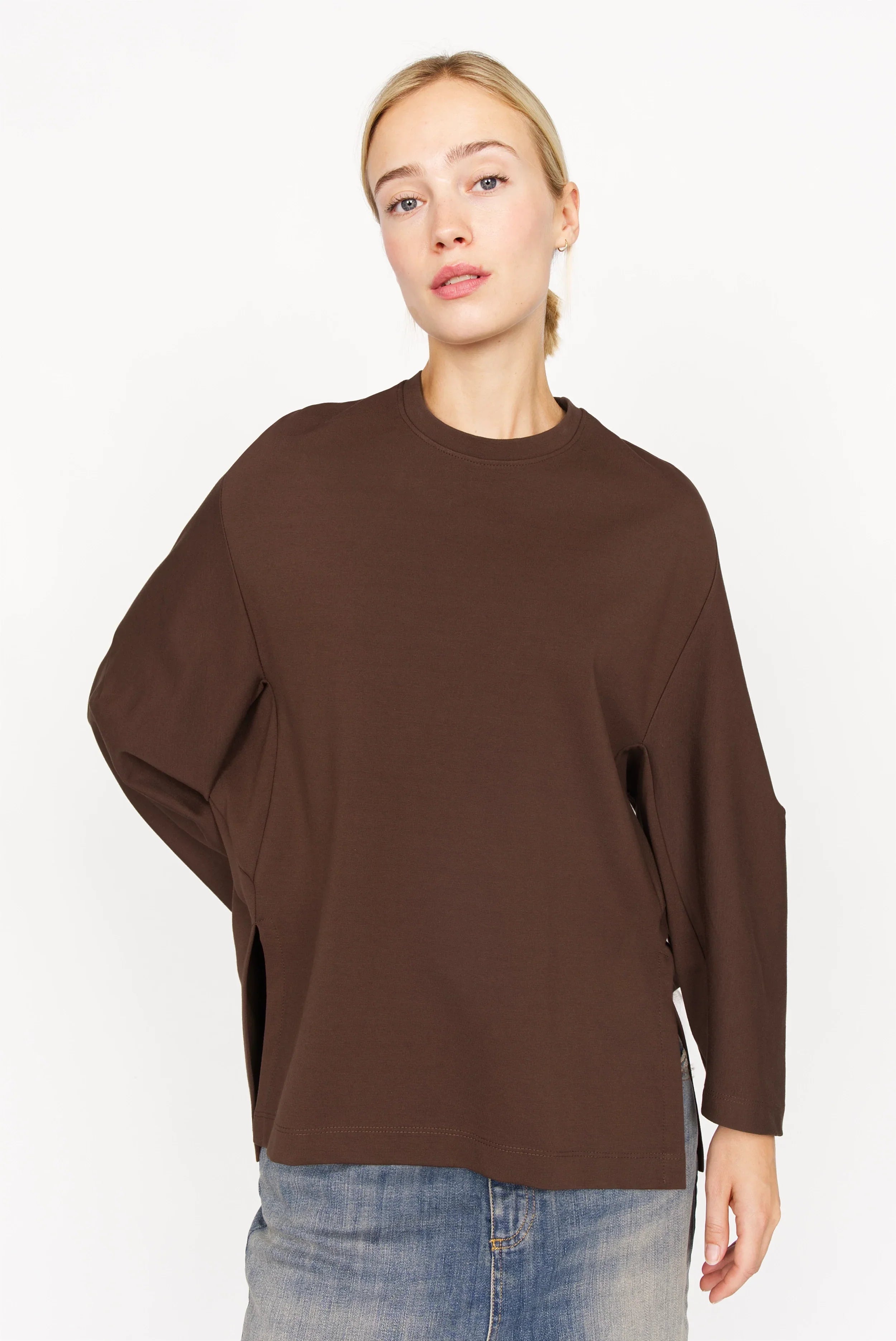 TOOVE Shirt made from medium-weight interlock jersey Caffee bean