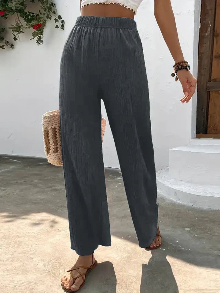 Olivia - Navy Breeze Wide - Leg Trousers - Nora & Ivy Boutique