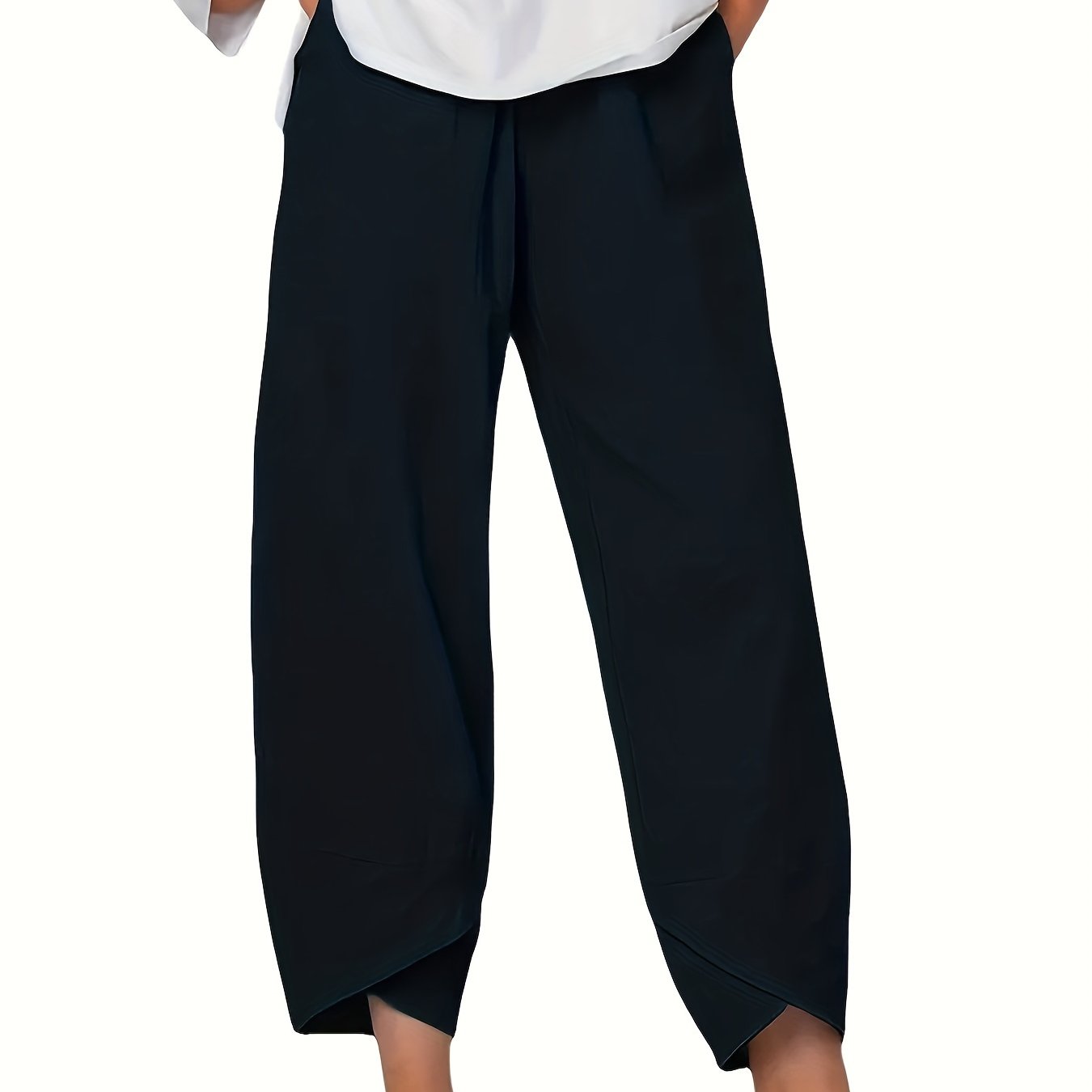 Anna - Asymmetric Hem Cropped Trousers - Nora & Ivy Boutique