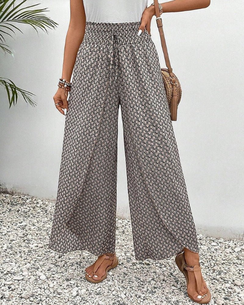 Julia - Printed Smocked Waist Trousers - Nora & Ivy Boutique