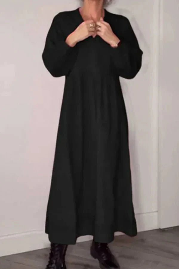 Penelope | V - Neck Linen Dress - Nora & Ivy Boutique