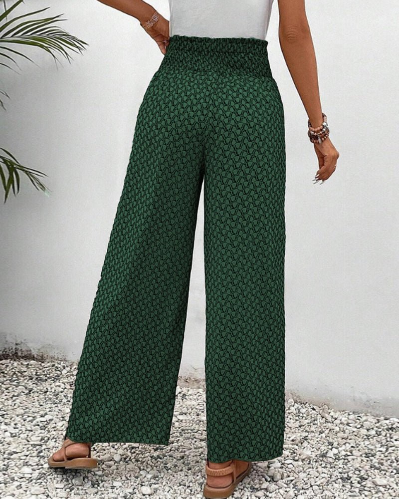 Julia - Printed Smocked Waist Trousers - Nora & Ivy Boutique
