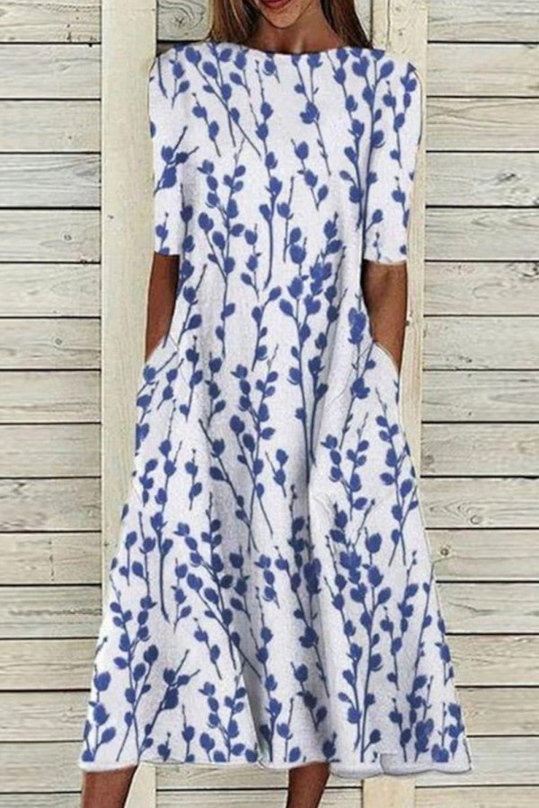 Hailey | Crew Neck Half Sleeve Dress - Nora & Ivy Boutique