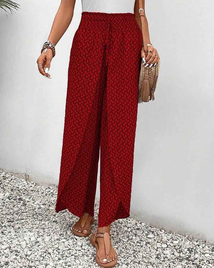 Julia - Printed Smocked Waist Trousers - Nora & Ivy Boutique
