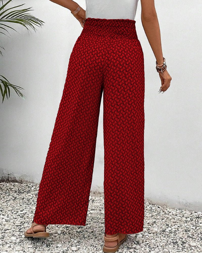 Julia - Printed Smocked Waist Trousers - Nora & Ivy Boutique