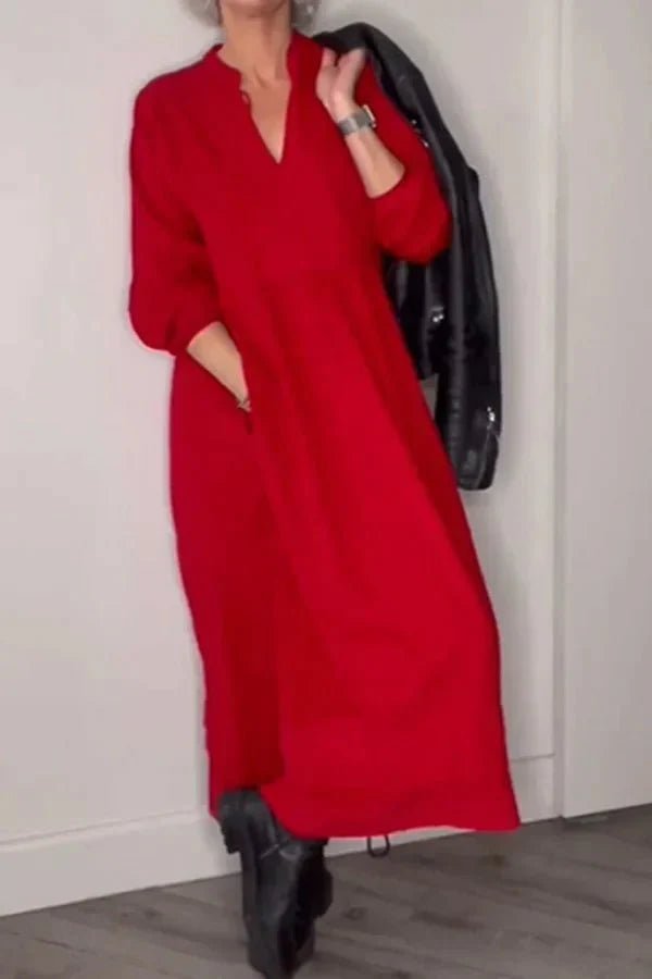 Penelope | V - Neck Linen Dress - Nora & Ivy Boutique