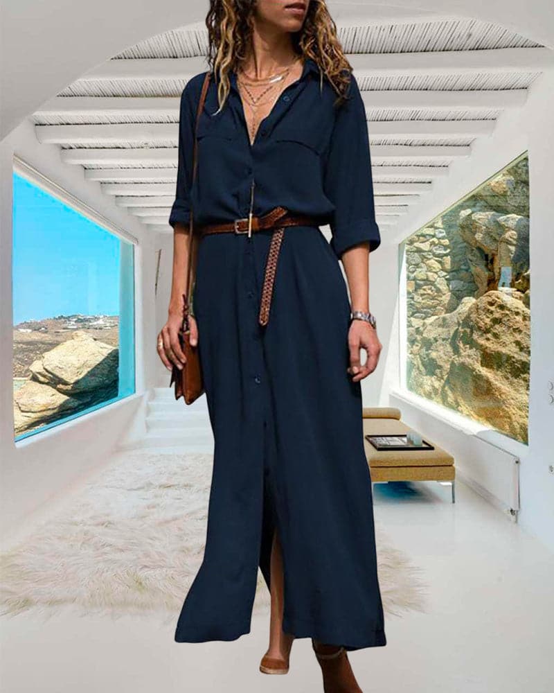 Aluka | Sophisticated Shirt Dress - Nora & Ivy Boutique