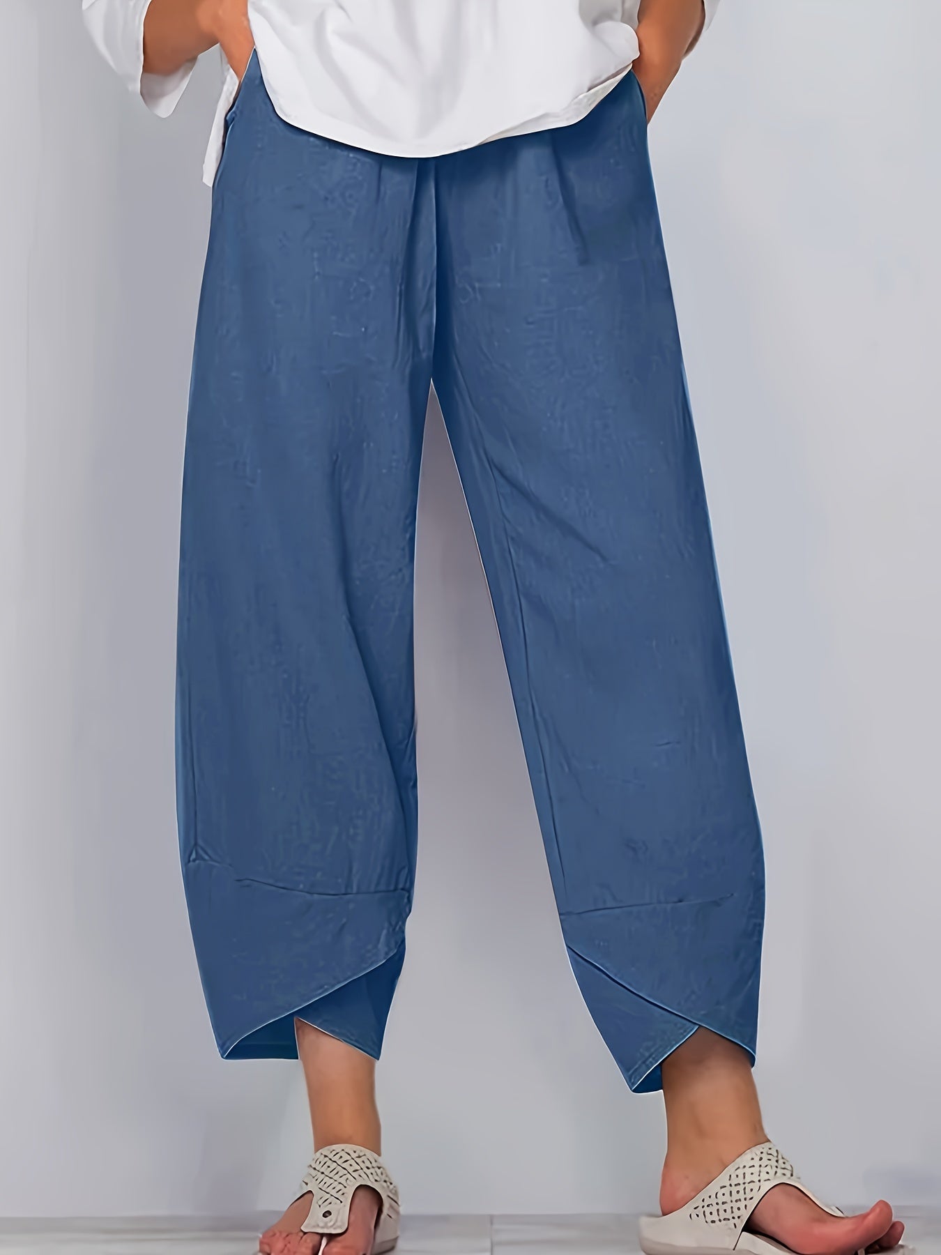 Anna - Asymmetric Hem Cropped Trousers - Nora & Ivy Boutique