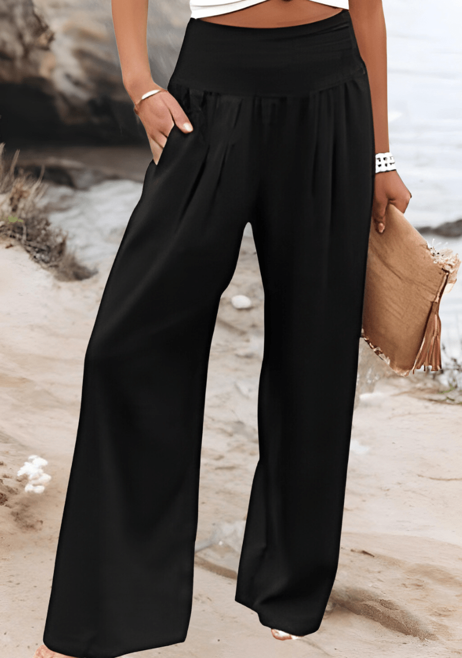 Evelyn - Smocked Waist Wide - Leg Trousers - Nora & Ivy Boutique