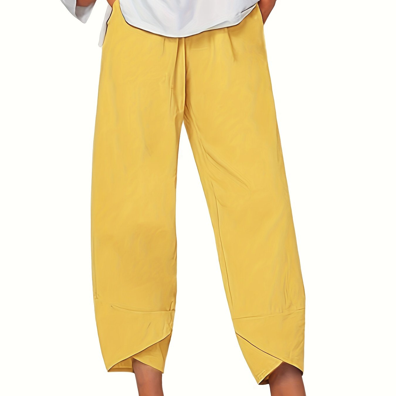 Anna - Asymmetric Hem Cropped Trousers - Nora & Ivy Boutique