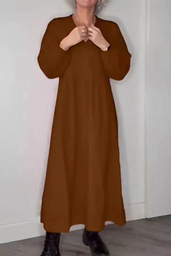 Penelope | V - Neck Linen Dress - Nora & Ivy Boutique